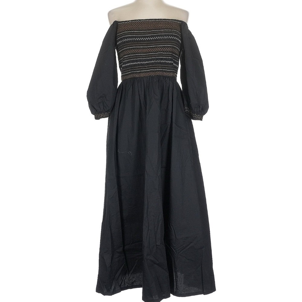 New Old Navy size L Off-Shoulder Black Maxi Dress with Smocked Bodice